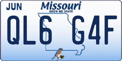 MO license plate QL6G4F