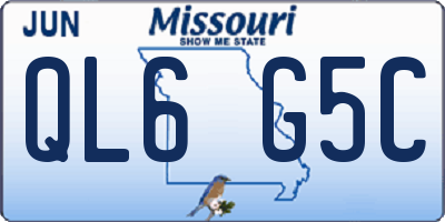 MO license plate QL6G5C