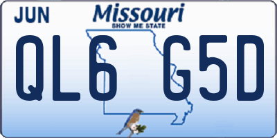 MO license plate QL6G5D