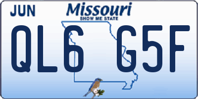 MO license plate QL6G5F