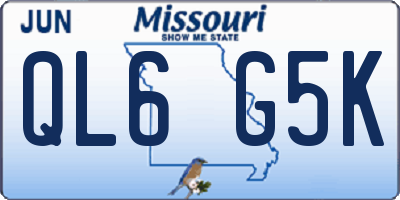 MO license plate QL6G5K