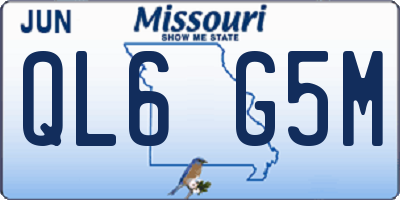 MO license plate QL6G5M