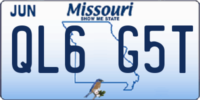 MO license plate QL6G5T
