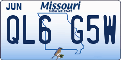 MO license plate QL6G5W