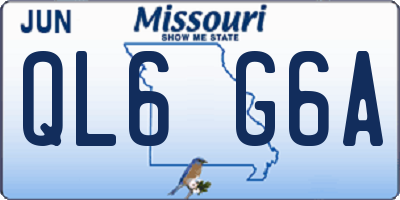 MO license plate QL6G6A