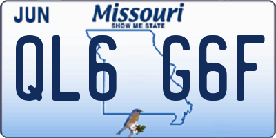 MO license plate QL6G6F