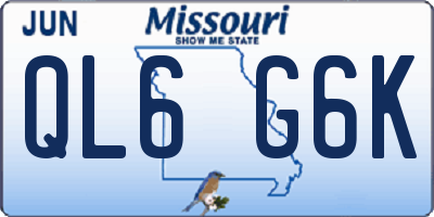 MO license plate QL6G6K