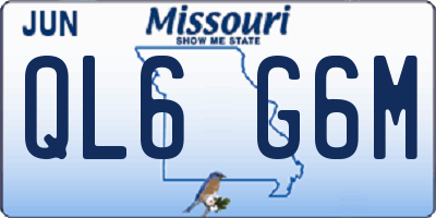 MO license plate QL6G6M