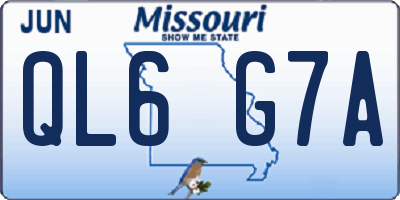 MO license plate QL6G7A
