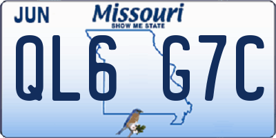 MO license plate QL6G7C