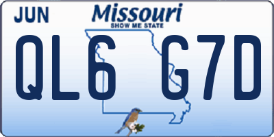 MO license plate QL6G7D