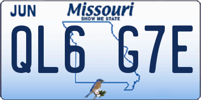 MO license plate QL6G7E