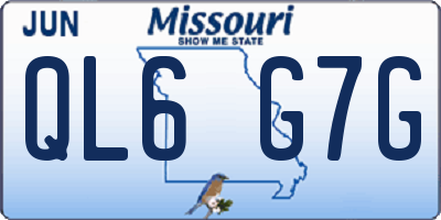 MO license plate QL6G7G