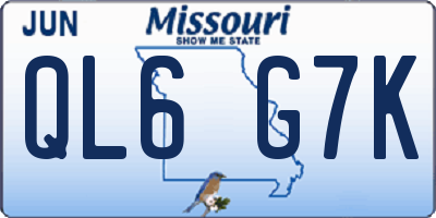 MO license plate QL6G7K