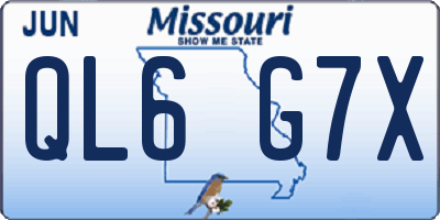 MO license plate QL6G7X