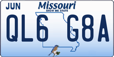 MO license plate QL6G8A