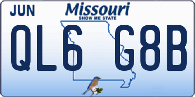 MO license plate QL6G8B