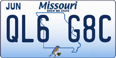 MO license plate QL6G8C