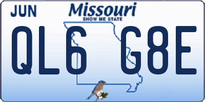 MO license plate QL6G8E