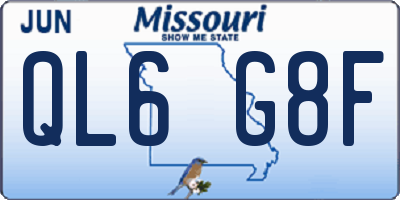 MO license plate QL6G8F