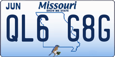 MO license plate QL6G8G