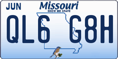 MO license plate QL6G8H