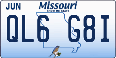 MO license plate QL6G8I