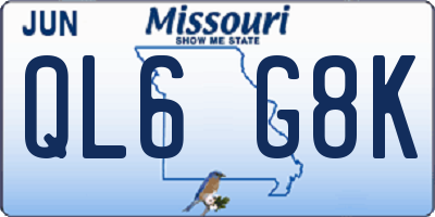 MO license plate QL6G8K