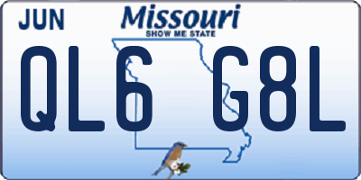 MO license plate QL6G8L