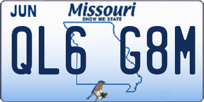 MO license plate QL6G8M