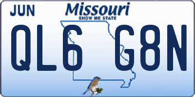 MO license plate QL6G8N