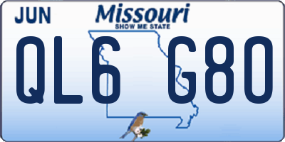 MO license plate QL6G8O