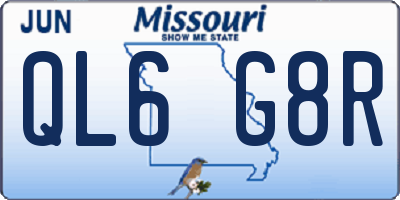 MO license plate QL6G8R