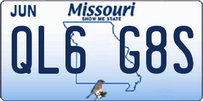 MO license plate QL6G8S