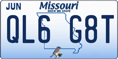 MO license plate QL6G8T
