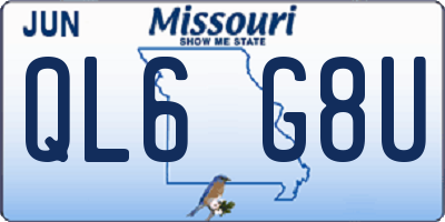 MO license plate QL6G8U