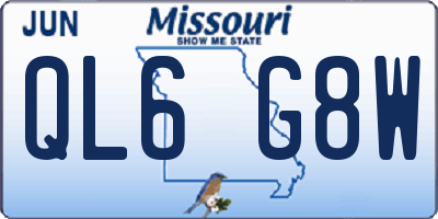 MO license plate QL6G8W