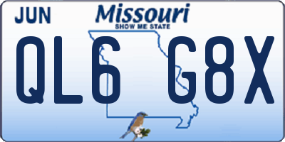 MO license plate QL6G8X