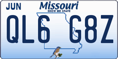 MO license plate QL6G8Z