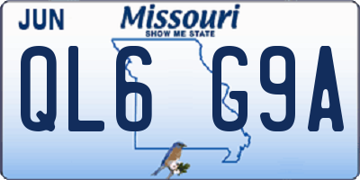 MO license plate QL6G9A