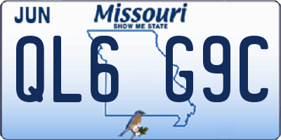 MO license plate QL6G9C