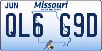 MO license plate QL6G9D