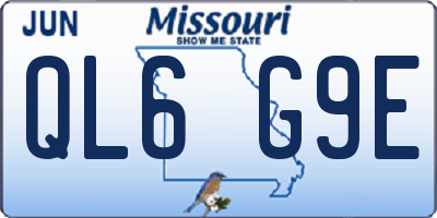 MO license plate QL6G9E