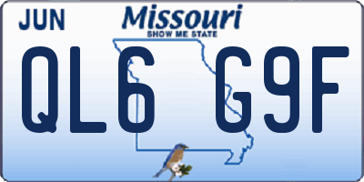 MO license plate QL6G9F