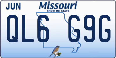 MO license plate QL6G9G