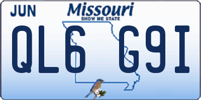 MO license plate QL6G9I