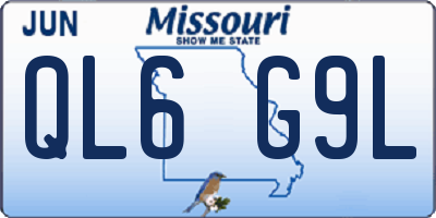 MO license plate QL6G9L