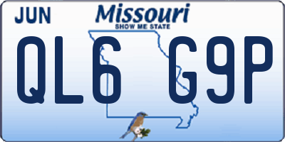 MO license plate QL6G9P