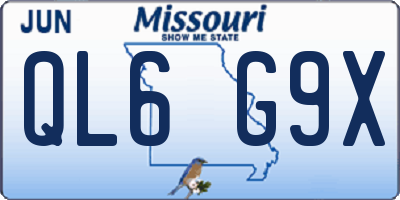 MO license plate QL6G9X