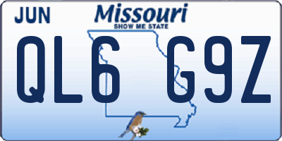 MO license plate QL6G9Z